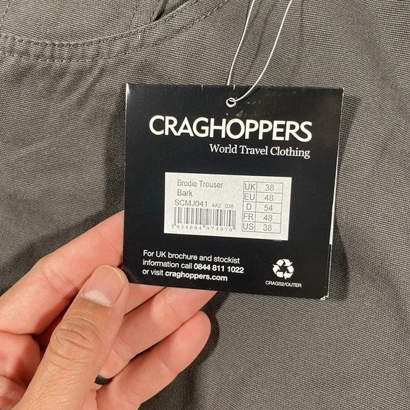Craghoppers Brodie Trouser Pants Mens 38x31 Bark Canvas Outdoors Hiking Cotton - Picture 3 of 12